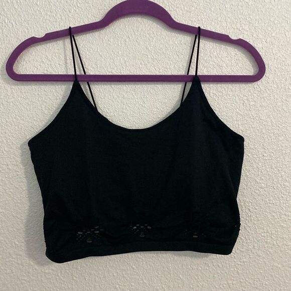 Colsie-black long line laser cut out lounge Bra- Size XL - Picture 1 of 6